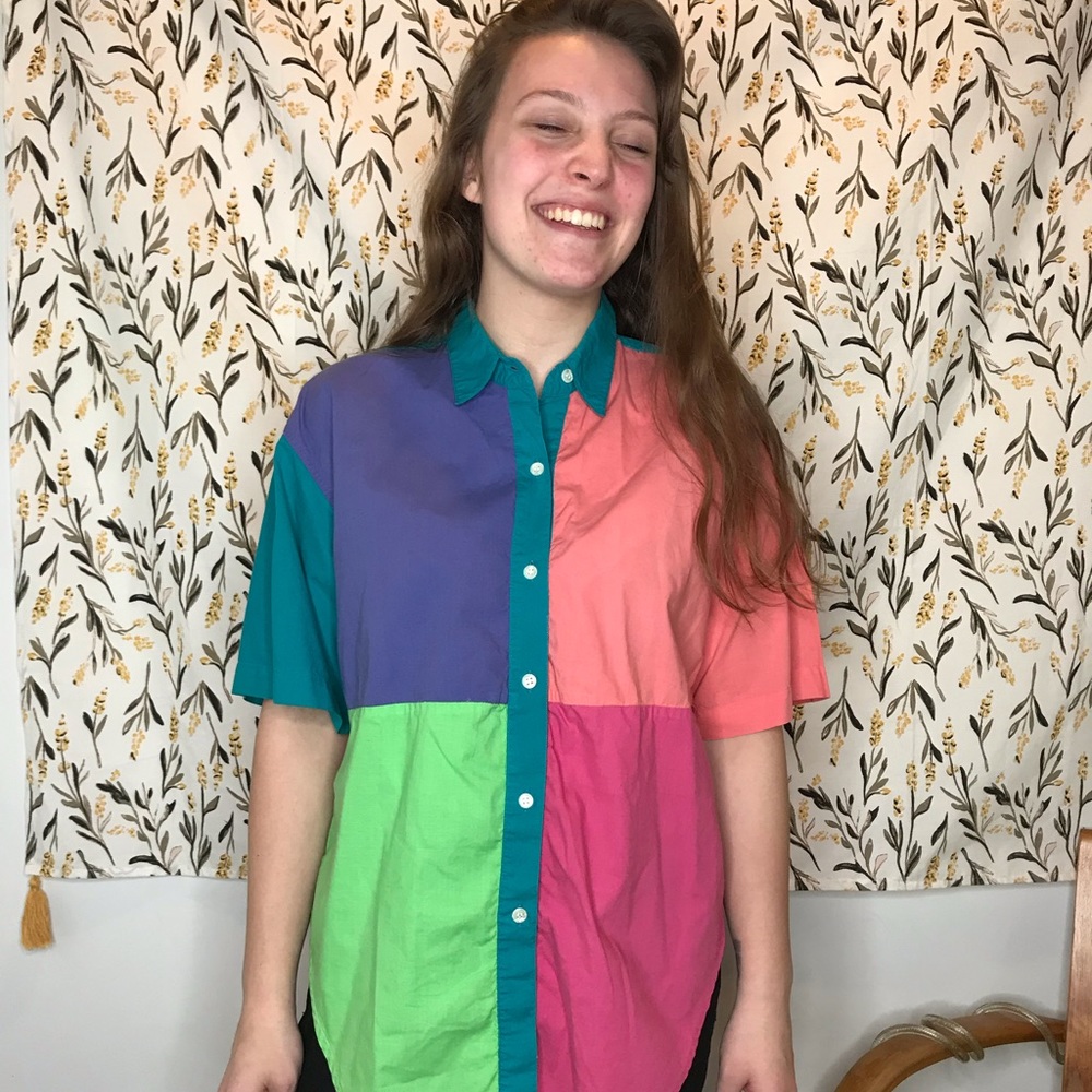 Color-block Button-down
